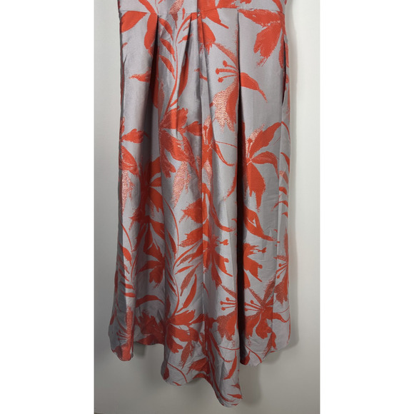 NWT Hutch High Low Spaghetti Strap Satin Midi Dress Pleated Gray Orange Size 8 - Picture 14 of 15